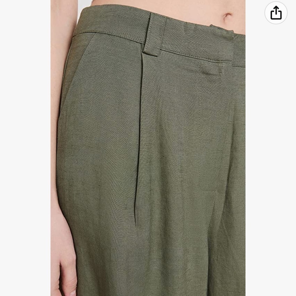 Lioness Women's Olive Green La Ouinta Wide Straight Leg Mid Rise Pants M - Picture 6 of 12